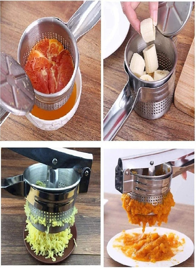 KITCHEN CLUE Heavy Guage Quality Stainless Steel Hand Potato/Vegetable Masher and Fruit Juicer Squeezer Set for Kitchen (Pack of 1 Pcs, Silver - 26cm X 10cm) Highly Durable & Long Lasting Ever - Image 5
